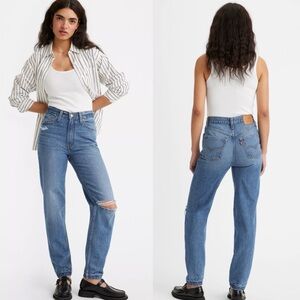 Levi’s 80’s Mom Jeans High Rise Classic Blue Distressed Jeans Size 28